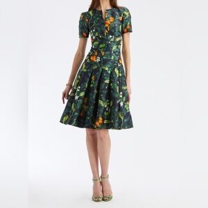 Oscar de la Renta Split Neck Fortunella Dress Size 8